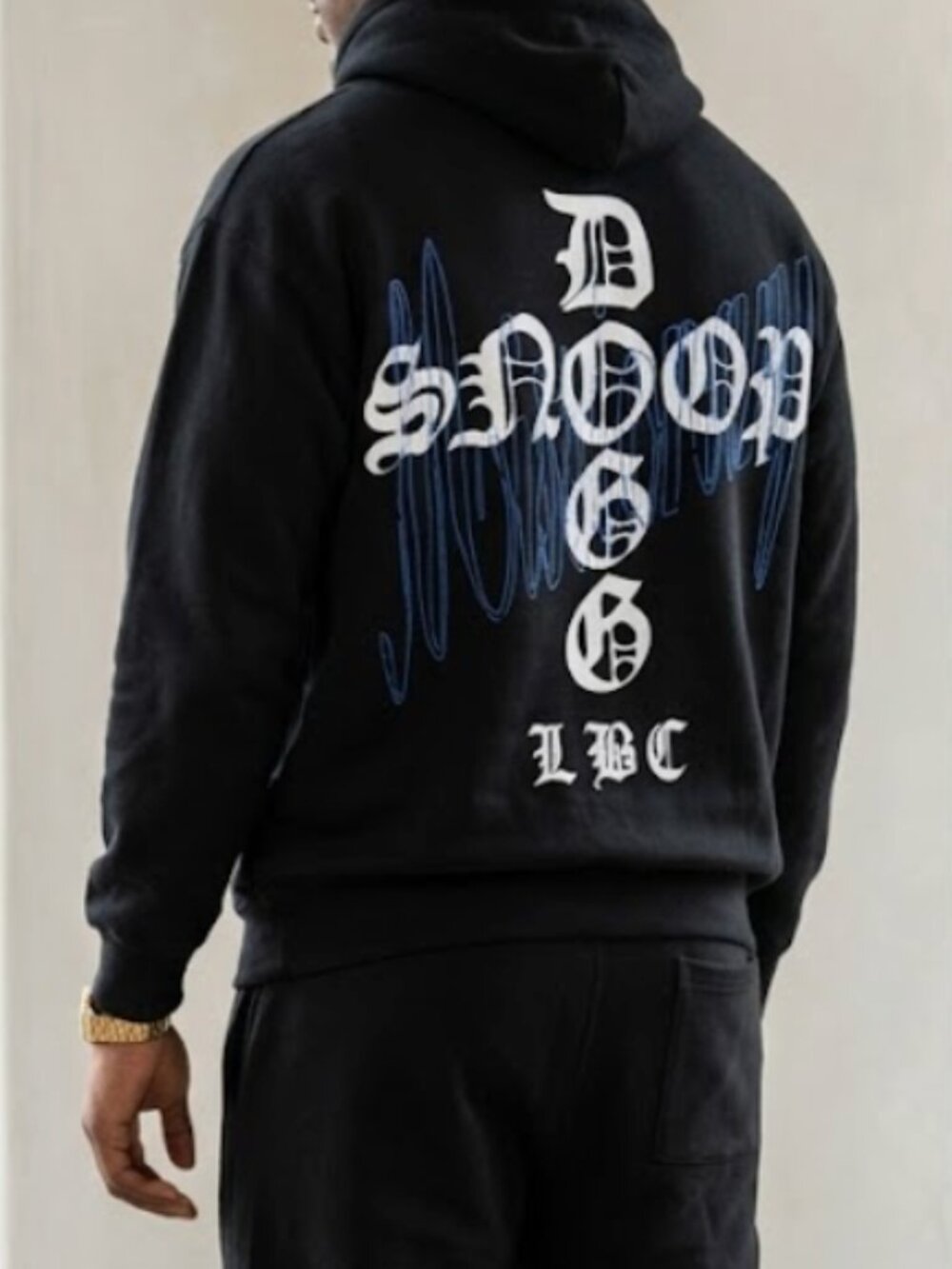 Snoop Dogg LBC Script Graphic Fleece Pullover Black Hoodie SZ L